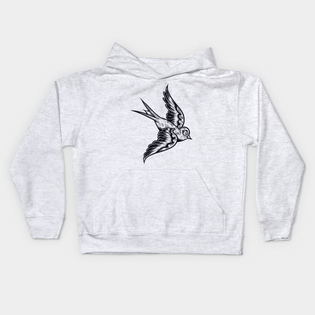 Swallow bird Kids Hoodie by Adorline